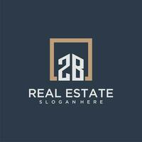 ZB initial monogram logo for real estate design vector