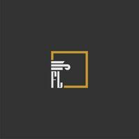 FL initial monogram logo for lawfirm with pillar in creative square design vector