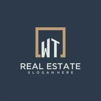 WT initial monogram logo for real estate design vector