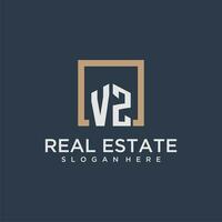 VZ initial monogram logo for real estate design vector