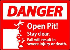 Danger Sign Open Pit Stay Clear Fall Will Result In Severe Injury Or Death vector