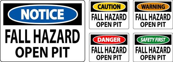 Caution Sign Fall Hazard - Open Pit vector