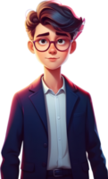 cartoon boy with glasses and a suit ai generative png