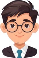 cartoon boy with glasses and a suit ai generative png