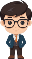 cartoon boy with glasses and a suit ai generative png