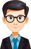 cartoon boy with glasses and a suit ai generative png