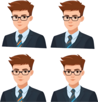 cartoon boy with glasses and a suit ai generative png