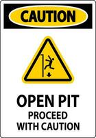 Caution Sign Open Pit Proceed With Caution vector
