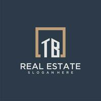 TB initial monogram logo for real estate design vector