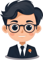 cartoon boy with glasses and a suit ai generative png