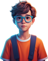 cartoon boy with glasses and a suit ai generative png