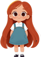 cartoon girl with long hair  ai generative png