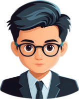 cartoon boy with glasses and a suit ai generative png