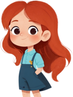 cartoon girl with long hair  ai generative png