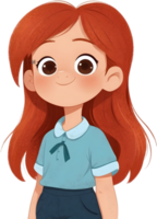 desenho animado menina com grandes cabelo ai generativo png