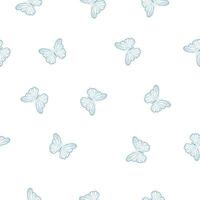 Blue butterfly seamless repeat pattern design, cute butterfly vector wallpaper.