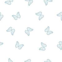 Blue butterfly seamless repeat pattern design, cute butterfly vector wallpaper.