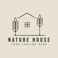 nature house line art logo, icon and symbol, vector  illustration  minimalist design.