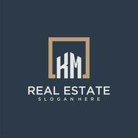 KM initial monogram logo for real estate design vector