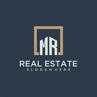 MR initial monogram logo for real estate design vector