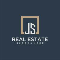 JS initial monogram logo for real estate design vector