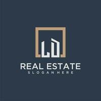 LD initial monogram logo for real estate design vector