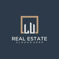 LU initial monogram logo for real estate design vector