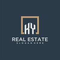 KY initial monogram logo for real estate design vector