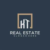 KT initial monogram logo for real estate design vector