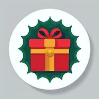 AI generated Christmas Present Gift Clip Art Icon Sticker Decoration Simple Background photo