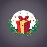 AI generated Christmas Present Gift Clip Art Icon Sticker Decoration Simple Background photo