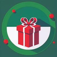 AI generated Christmas Present Gift Clip Art Icon Sticker Decoration Simple Background photo