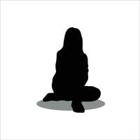 Girl sitting silhouette stock vector illustration