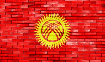 Flag of Kyrgyz Republic on a textured background. Concept collage. photo