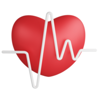 Heart pulse clipart flat design icon isolated on transparent background, 3D render medication and health concept png