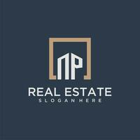 NP initial monogram logo for real estate design vector