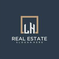 LH initial monogram logo for real estate design vector