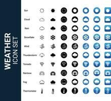 un alto calidad icono conjunto relativo a clima y clima pronóstico vector