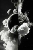 AI generated Clouds and moon in space. Elements of this image furnished by NASA photo