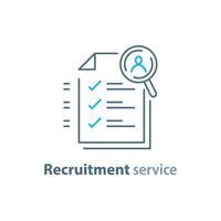 Recruitment service,choose candidate, fill vacancy, employment concept,human resources vector