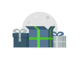 Opened gift box, surprise, celebration event, surprising gift boxes. Give presents concept vector