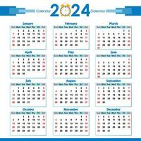 2024 calendar Design Template, Modern Creative professional Annual Calendar 2024 vector