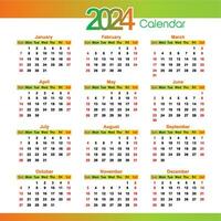 2024 calendar Design Template, Modern Creative professional Annual Calendar 2024 vector