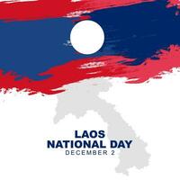 Laos national day is celebrated every year on 2 december, Poster design with laos flag, and ribbon. Vector illustration