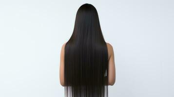 AI generated Back View of Woman with Long, Straight Black and Red Ombre Hair. photo