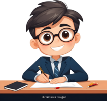 cartoon boy with glasses and a suit ai generative png