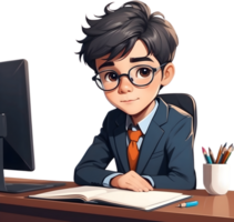 cartoon boy with glasses and a suit ai generative png