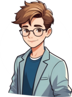 cartoon boy with glasses and a suit ai generative png