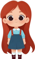 desenho animado menina com grandes cabelo ai generativo png