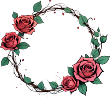 Rose wreath illustration, Floral wreath design ai generative png